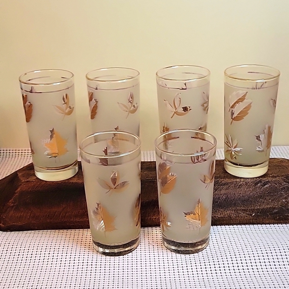 MCM Gold Leaf Frosted Glasses